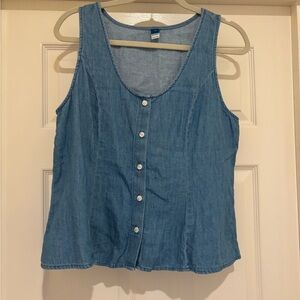 Light Blue Denim Button-Front Tank Top